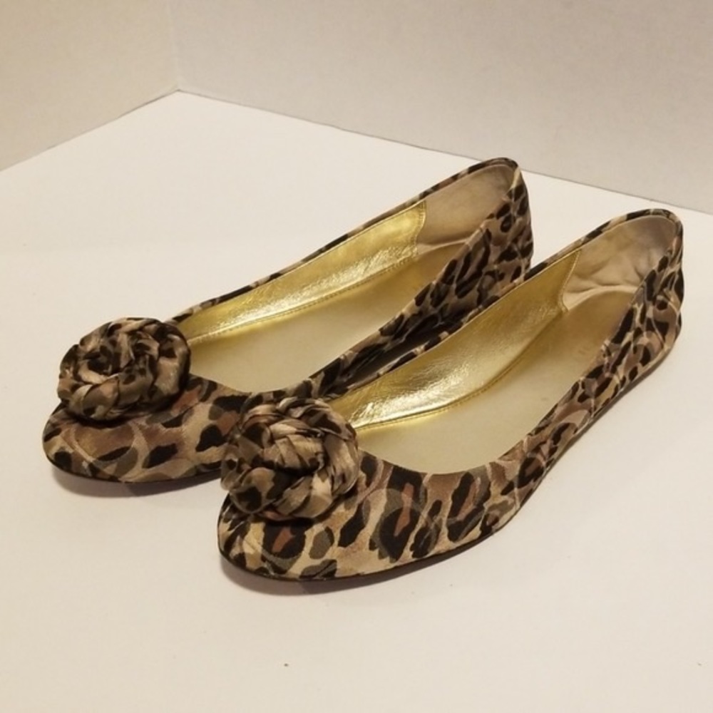 Coach Mimsy leopard animal camo print fabric flats sz 7